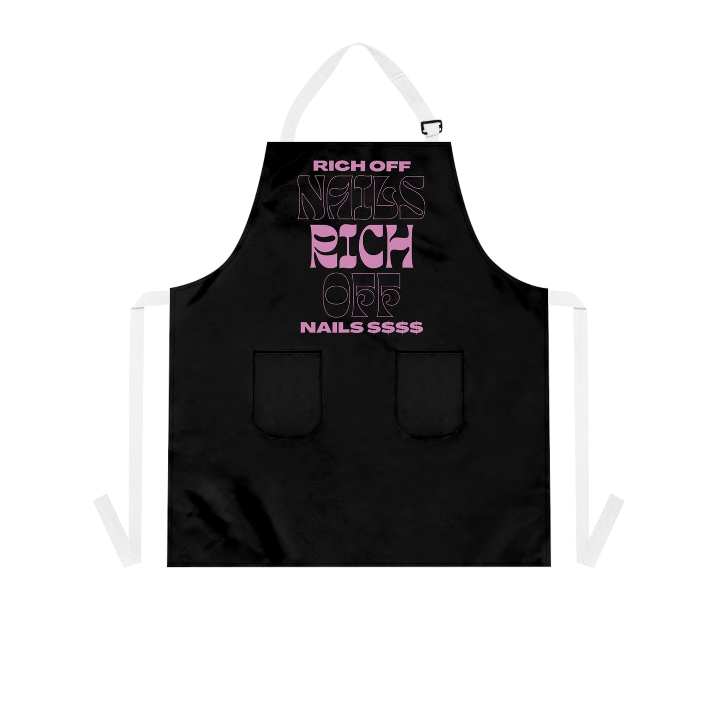 Stylish Black Apron with 'Rich Off Nails' Design – Perfect for Nail Artists and Chefs