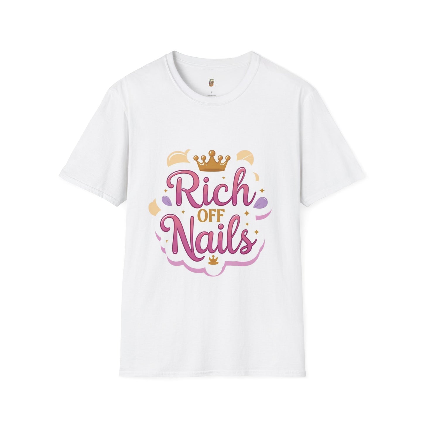Rich Off Nails Unisex Softstyle T-Shirt, Funny Gift, Nail Art Lover Tee, Confidence Shirt, Trendy Apparel, Women's Empowerment Shirt