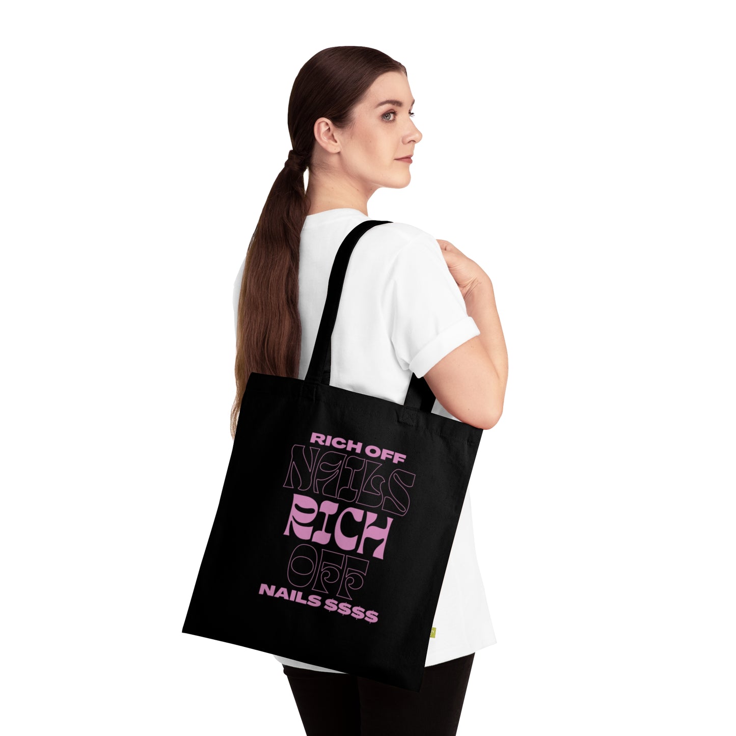 Stylish Organic Cotton Tote Bag - "Rich Off Nails" Design