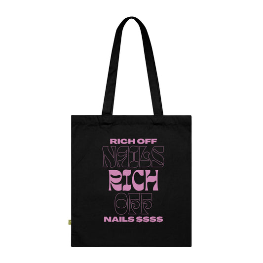 Stylish Organic Cotton Tote Bag - "Rich Off Nails" Design