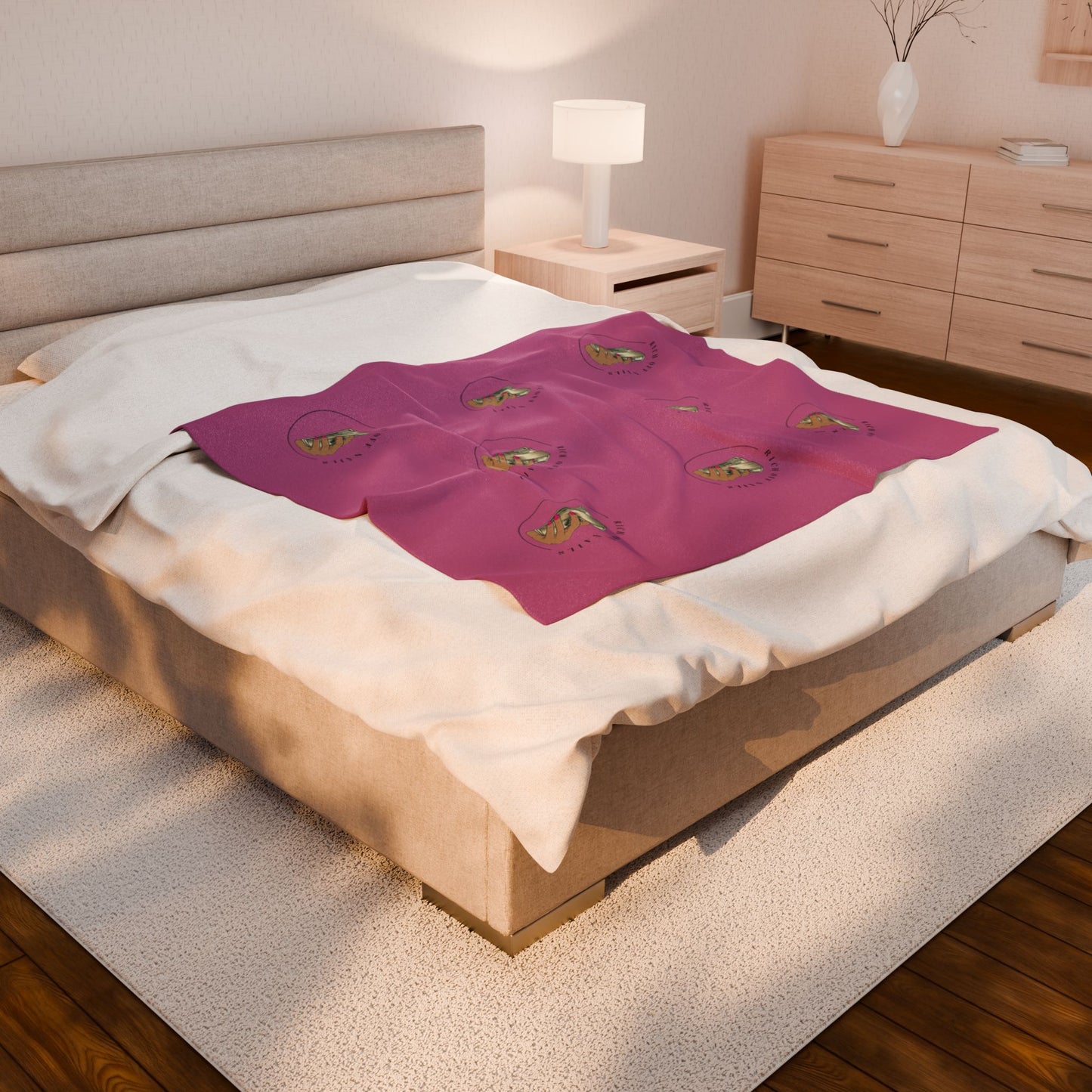 Cozy Velveteen Plush Blanket with Inspirational Design